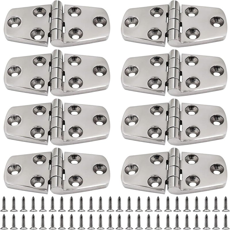 Laorde 316 Stainless Steel Hinges Marine Grade 3" x 1.5" Heavy Duty Boat Hatch Hinge (76 mm X 38 mm) Casting Cabinet Door Hinge with Screws (8 Pack) - Image 1